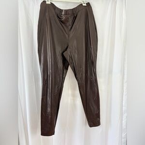 Eloquii Women's Chocolate Brown Faux Leather Leggings